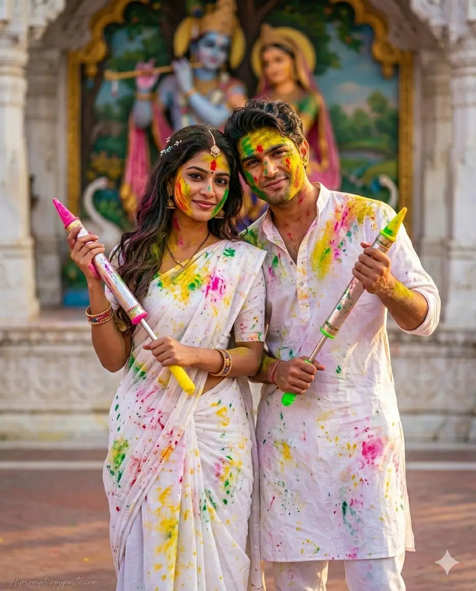  Holi couple AI photo editing