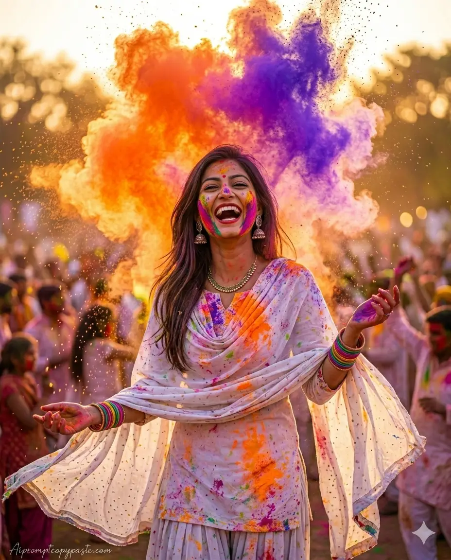  Happy Holi AI photo editing prompt