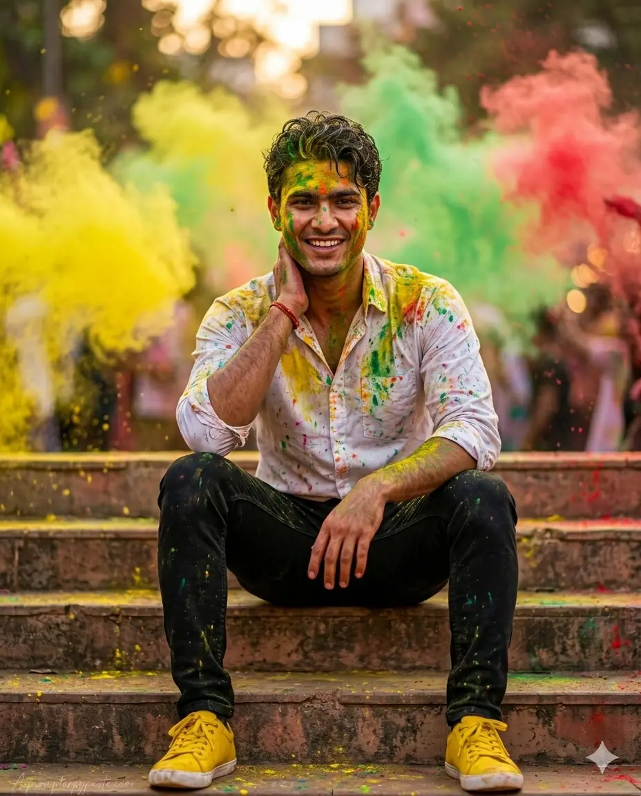  Holi AI photo editing prompts for boys