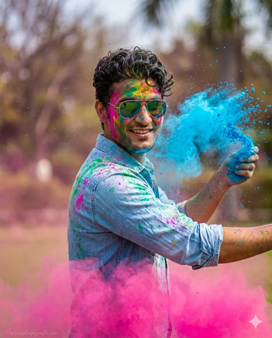 Holi AI photo editing prompts for boys