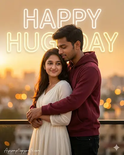 Hug Day couple AI photo prompt