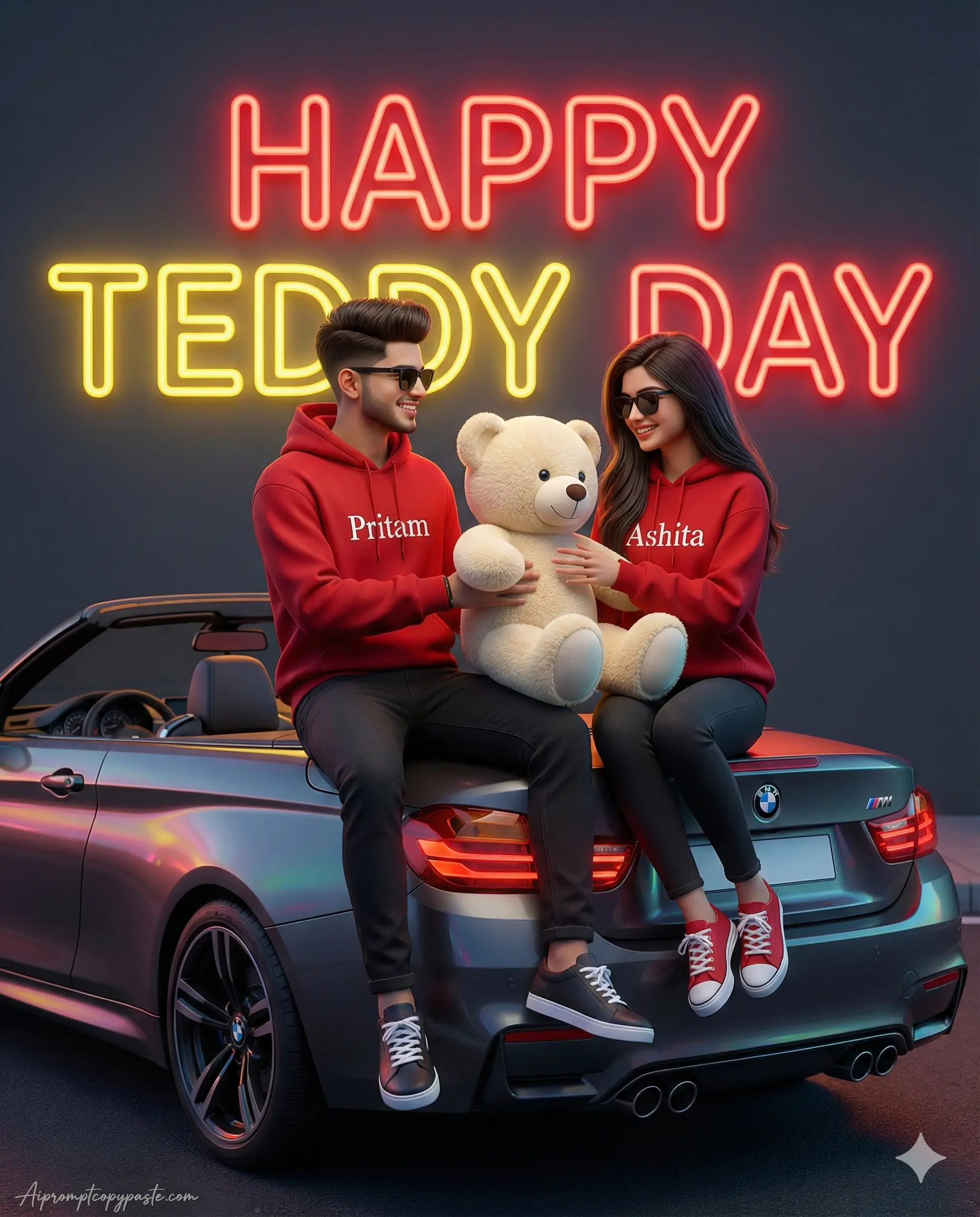 AI prompt Teddy Day photo edit